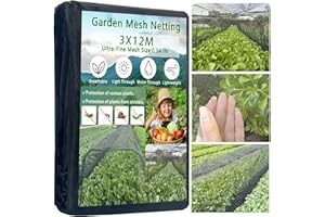YLLUUOE 3x12M Thickened Black Nano PPT Garden Netting,Ultra-Fine Insect Mesh for Patio Greenhouse Vegetables Plants Fruits Flowers Protection from Birds Pest Bug Eating,30% Shade Rate Reusable & Durable