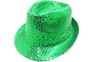 TrendandStylez Pailletten Hut Glitzer Kappe Sylvester Karneval Party 11 Farben (Grün)