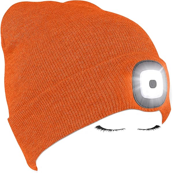 Aoreun Berretto con Luce LED, LED Cappello Illuminato Berretto Luce Cappello da Corsa Invernale Luce Frontable USB Ricaricabile Cappelli da Notte Unisex in Maglia per Jogging, Campeggio, Corsa (Rosa