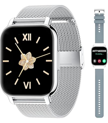 KALINCO Smartwatch voor dames en heren, fitnesshorloge 1,8 inch met telefoonfunctie, fitnesstracker Alexa Voice IP68 waterdicht, SpO2 slaapmonitor, stappenteller, volledige dag stressherkenning, 100