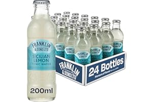 Franklin & Sons Sicilian Lemon Tonic Water | 24 x 200ml Bottle Case | Natural Sicilian Lemon Flavour | Natural Flavours | Lake District Water | Zesty And Fresh Gin & Tonic
