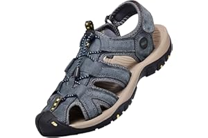 Lvptsh Sandalias Hombre Verano Sandalias de Senderismo Cuero Sandalias Deportivas de Playa Antideslizantes Al Aire Libre