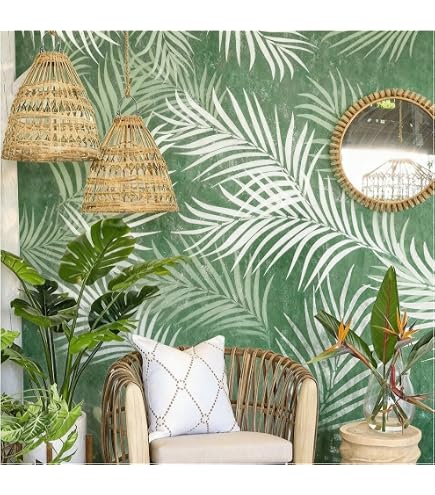 Woohome 22 PCS Pochoirs Feuilles Tropicales - Stencils Peinture Plastique Pour Mural, Meuble Et Décoration Bricolage