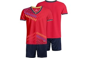 besbomig Koszulka piłkarska dla chłopców, zestaw dla dzieci, do treningu, odzież sportowa, krótkie rękawy, t-shirt i spodenki Szybkoschnące Soccer Uniforms
