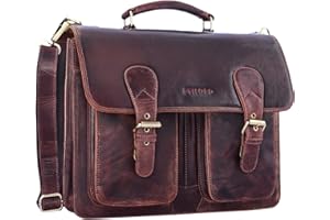 STILORD 'Denver' Grand Sacoche Homme Cuir Marron - Sacoche Porte Document pour Ordinateur 15,6-16 Pouces Vintage - comme Serviette Professeur ou Sac pour Le Cours