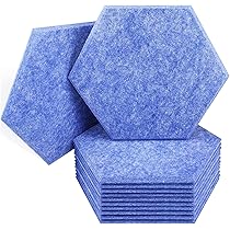 12 Pannelli Acustici Esagonali 30x26cm - Fonoassorbenti, Adesivi, Grigio Scuro, Per Studio E Ufficio