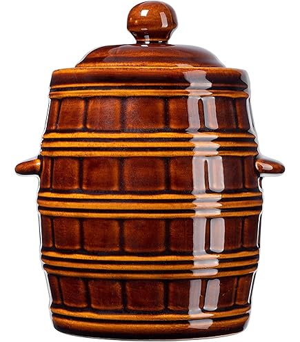 Pentola Fermentazione In Gres Steinzeug-Schmitt 15L - Con Coperchio, Pietra Peso, Per Crauti