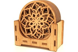 CrisPhy Fascino Mandala: set di 12 sottobicchieri in legno, 9 x 9 cm, arte e protezione per il tuo tavolo