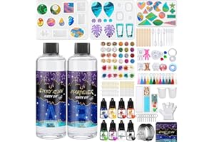 JOTOL Resine Epoxy Transparente,Resine Epoxy Kit,Pigment de résine,Feuille d'or,Paillettes,pour la Fabrication de Bijoux en Cristal Pendentif Bracelet