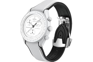 REBANDACE Correa para reloj Omega x Swatch MoonSwatch, hebilla plegable de 20 mm, correa de repuesto curvada sin huecos para Swatch Omega, hombres y mujeres