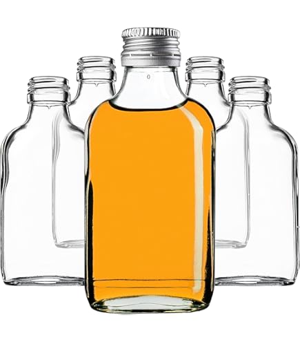 YBCPACK Set 12 Bottigliette In Vetro Da 50 Ml Con Tappo E 4 Imbuti | Mini Contenitori Per Liquori, Spezie, Assaggi