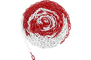 UISEBRT Chaîne de signalisation en plastique 50 m Rouge/blanc 6 mm Chaîne de sécurité de chantier Chaîne en plastique