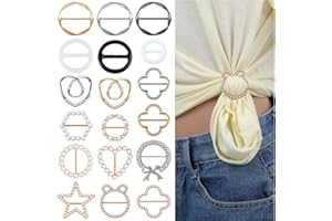 Nogeqi 18 Stück Schalring Tuchring, T Shirt Clip Schnalle Glitzer Broschen Für Kleidung, Scarf Ring Tuchring Gürtelschnalle Legierung Mode Für Lose T Shirt Schal (Gold Silber)