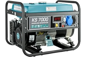 K&S KÖNNER&SÖHNEN Könner & Söhnen Generador de gasolina KS 7000, generador electrico 5500W, 1x16A, 1x32A (230V), motor original EURO-V, power station con (AVR), indicador aceite, protección ante sobrecarga, pantalla