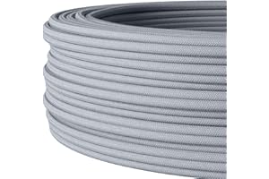 ‎LIGHTSTOCK Textilkabel für flexible Elektroinstallation (H05VV-F), Stoffkabel 3x1.5mm², Aufputz-Textilkabel, Installationskabel, Hellgrau - 5 Meter