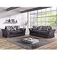 Mk SOFAS 2 Seater – Luxurious Premium Quality Furniture – Two seater sofas for Living Room, Drawing Room - 2 seater leather sofa in Sturdy Wooden Frame- Grey/Black color