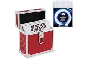 Retro musique Valigetta portaoggetti in alluminio da 17,8 cm per dischi in vinile che può contenere fino a 35 EP (in buste in PVC) e 35 tasche esterne per dischi in vinile