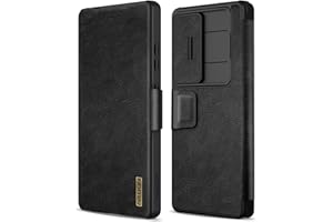 Nillkin Hülle für Samsung Galaxy S25 Ultra mit Kameraschutz, PU Leder Wallet Handyhülle mit Kartenfächern Und Magnetschnalle, Klappbar Flip Case für Galaxy S25 Ultra Schutzhülle, Schwarz