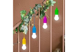 GloBrite Pack of 4 Battery Operated Lights - LED Pull Cord Bulbs – Instant Outdoor Lights for Camping, Power Outages, Tents, Closets & Outdoor Use - Easy-to-Install, Portable Non-Electric Rope Light