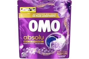 OMO - Lessive Capsules Absolu Rêve de Fraîcheur aux perles booster de parfum - Fleurs blanches & Bois de Cèdre - Propreté Impeccable pour un Linge Eclatant - 22 Lavages