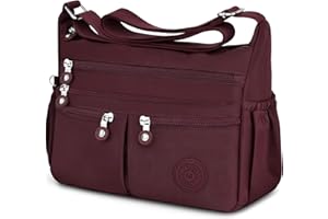 TEUEN Borsa Tracolla Donna Media Borse a Spalla Borsetta in Nylon Impermeabile Messaggero Borsa Crossbody di Grande Capacità con Multitasche per Lavoro Sportiva Scuola Viaggio