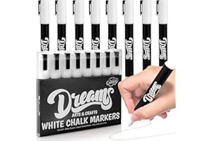 THE GLOWHOUSE Wysokiej jakości białe markery kredowe płynne kredowe 6 mm zmywalne znaczniki okienne zestaw 8 długopisów dwustronne stalówki
