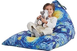 Nobildonna Stuffed Animal Storage Bean Bag for Kids (No Filler), Extra Large 250L Bean Bag Chair Cover Only, Washable Beanbag Without Filling Soft Premium Canvas Stuffable Bean Bag Cover (Starry)
