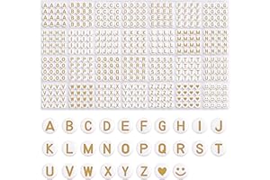 Naler Perle Lettre 700PCS Perle Alphabet pour Enfant, Artisant Perles Dorées pour Bracelet pour DIY des Bijoux, Colliers, Accssoires, 4×7mm Perles pour Bijoux pour cadeaux du Fête, Anniversaire