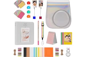 ZUIKAKU 14 in 1 Mini 12 Zubehör Kompatibel mit Fujifilm Instax Mini 12 Sofortbildkamera. (Blitzsilber)