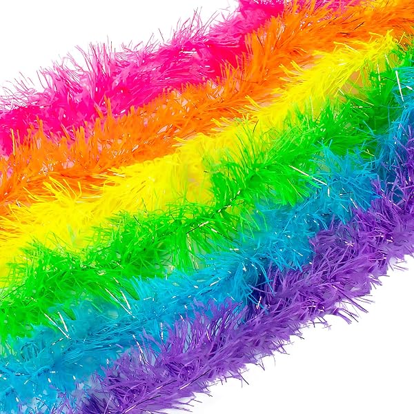 DAJOOEE 6 Plumas Coloridas Válvula Boas De 6.6 Pies Con Gafas De Sol Sin Marco, Accesorios Para Fiestas Y Despedidas De Soltera