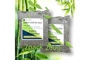 RUN HELIX Bamboo Charcoal Bags Air Purifier for Closet Odor Eliminators Shoe Deodorizer Car Air Freshener Nature Fresh Charcoal Pack Hangable Damp Rid Air Freshener Bag Odor Removal for Pet Wardrobe（2x200g）