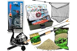ANGEL-BERGER Énorme Kit de pêche complet Matériel de pêche Canne à pêche Appareil Tapis Épuisette Angel Kit complet