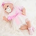BiBi Doll Reborn Dolls - 17" Realistic Reborn Baby Girl Doll "Begonia" Handmade with Open Eyes, Dummy, Feeding Bottle, Pink Dress Outfit, Certificate – Reborn Baby Dolls for Girls and Boys or Adults