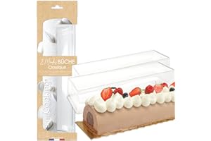 ScrapCooking - 2 Moules à Bûche de Noël - 2 Moules PVC Semi-rigides & Réutilisables - Longueur 30 cm - Accessoires Pâtisserie Dessert de Noël - Avec Recette - 1960