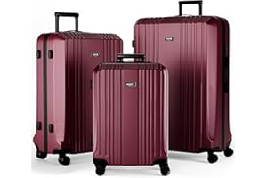 FERGÉ Cannes zestaw walizek 3-częściowy, z twardą obudową, zamek szyfrowy TSA, walizka podróżna na kółkach (bagaż podręczny, L, XL) 3-częściowy zestaw walizek z twardą obudową, 4 delikatne kółka,