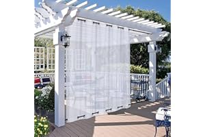 Qelus Outdoor Vorhang Wetterfest Transparent B180 x H213cm, Outdoorvorhänge mit Ösen Außenvorhang Gardinen Winddicht Wasserdicht für Pergola Balkon Terrasse Garten Pavillon Sichtschutz Sonnenschutz