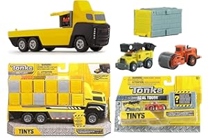 TOPTOYS2U BARGAIN BUNDLES Tonka Tinys Great Value Bundle - Tonka Tiny Carrier With 1 Tiny Garage & Tiny 3 Pack City Construction Vehicles and Blind Box 51097 - Twin Pack