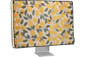 kwmobile Funda Compatible con Monitor Monitor de 24-26" - Cubierta Protectora Textil para Pantalla - Limones con Hojas