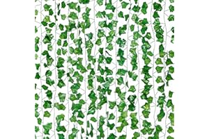 PRVCFZ 12 Pack Fake Ivy,Fake Vines Leaves Fake Plants Aesthetic Hanging Vines For Bedroom Accessories Wedding Party Garden Wall Decor,Ivy Garland Artificial,for Wedding,Party,Garden,Home Decoration