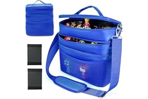 SHUDYEAR 3-lagiger SpielzeugTasche Transport viel Platz für Figuren Hörfiguren Tonie Folie Ladegerät Kopfhörer Ladegerät Tigercard Bag für Tigerbox Tonie Toniebox Starterset (Blau, Leder)