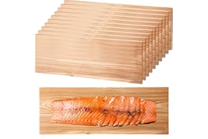 Landical 10 Pcs XL Large Cedar Grilling Planks 15 x 5.5 Fits Full Filet of Salmon Meat Fish and Veggies Adding Extra Smoke and Flavor Soaking Fast Easy to Use Cedar Grilling Planks