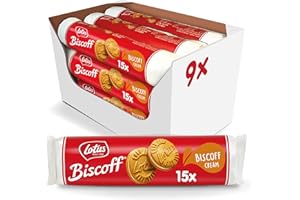 Lotus Biscoff Fourrés Crème Speculoos | Vegan | Sans Colorant ni Arômes Artificiels | 15 Biscuits par Paquet | 9 x 150g | 1,35 kg