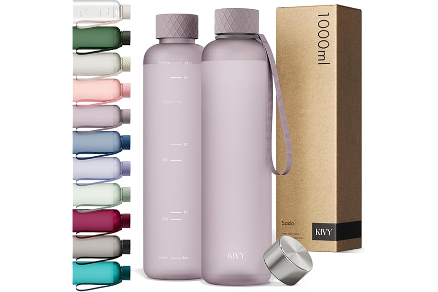 KIVY 1 Litre Water Bottle – Leak-proof and Shockproof – Perfect for Sports, School and Office – Gym Bottle – 1 Litre Bottle – Water Bottle – Plastic Sports Bottles 1 L – BPA Free – Purple