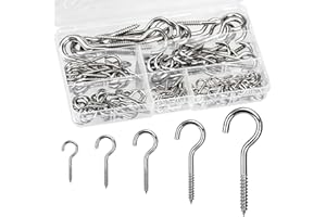 HATANSE 115 Stück Schraubhaken Edelstahl 5 Größen Haken zum Schrauben Cup Hakenschraube mit Gewinde Einschraubhaken Deckenhaken für Cup Teetassen Schlüssel Lampen und Weihnachtsdekoration