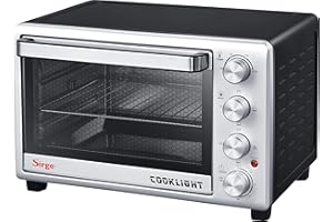 Sirge FORNO28CL Fornetto Elettrico con Luce, Spiedo, Girarrosto Cesto Rotante - Ventilato 28 L - 1600 W
