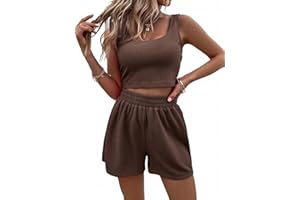 MSIYOW Conjuntos Mujer Chándal Verano 2 Piezas Camiseta sin Mangas y Pantalones Cortos Top Casual