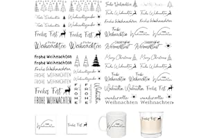 FloraVigo Easy Rub On Sticker, easy rub aufkleber ca.A5 19x14cm-Spruch Deko zum Geburtstag, Keraflott, Hochzeit, Zuhause, Wischfolie für Möbel, Glas, Holz(4PCS) (Frohe Weihnachten 2)
