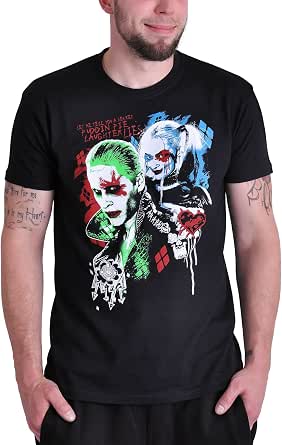 Suicide Squad Harley Quinn e Joker, maglietta da uomo e donna, colore nero,  con grande stampa sul petto, Nero , S : Amazon.it: Abbigliamento