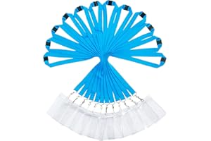WEZEBEL Breakaway Lanyard with Card Holders, Durable Rainbow Neck Safety Lanyards Straps with Clear Waterproof Name Badge Holders in Bulk (12 Pack, Sky Blue+Holders)