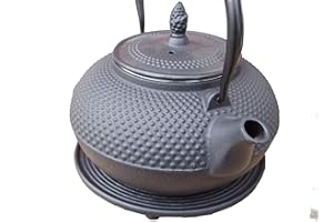 JA UNENDLICH Gußeisen Teekanne Arare 1.5l schwarz m. Untersatz